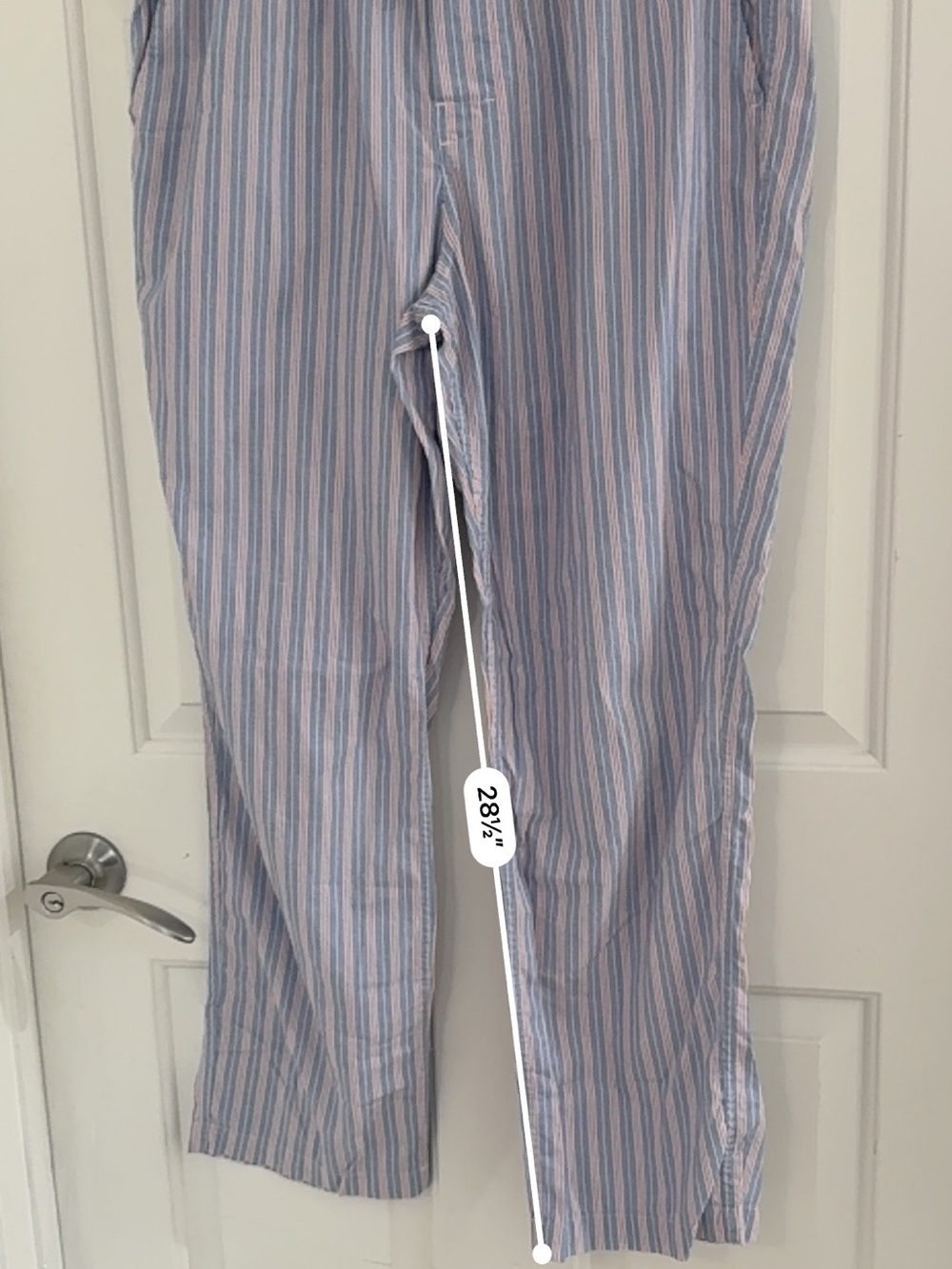 J. Crew 100% cotton striped pockets blue striped Pajama Pants Bottoms Large - Picture 7 of 9